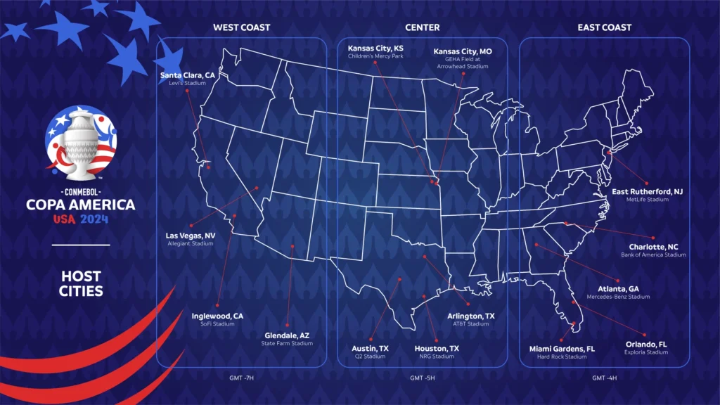 copa america 2024 stadiums on map